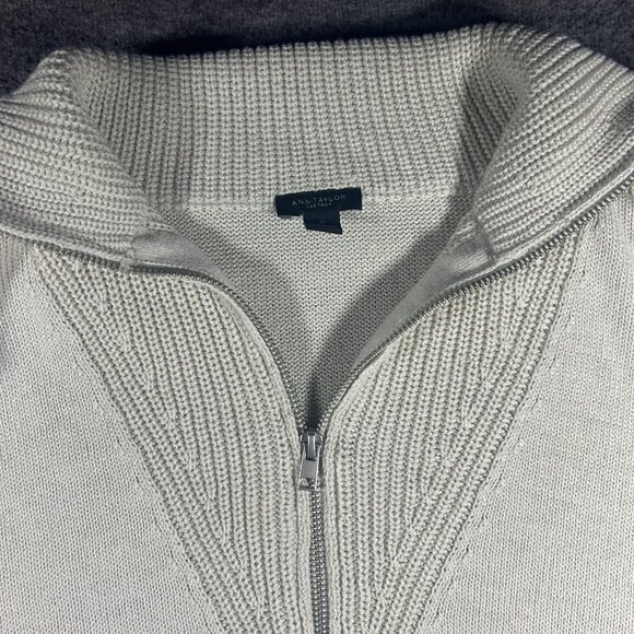 Ann Taylor LOFT Women's Cream 1/4 Zip Pullover Sweatshirt Size Medium - Picture 3 of 10